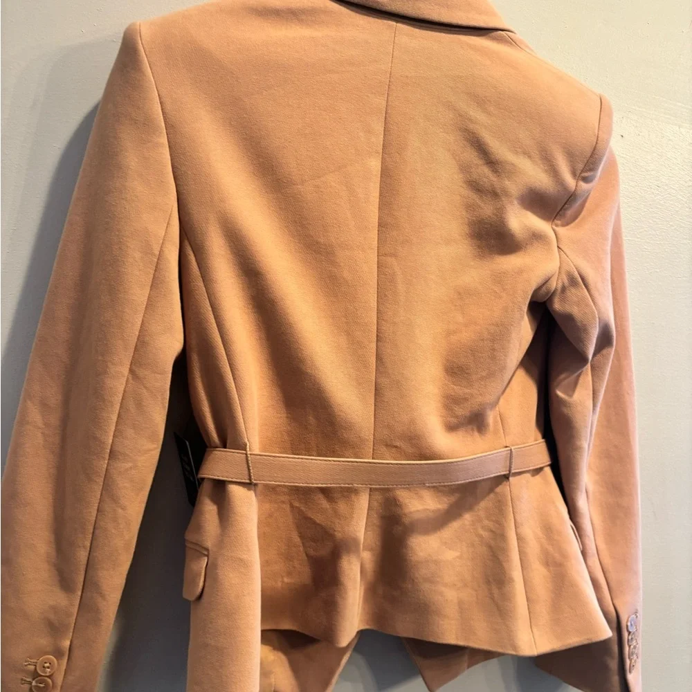 Express Tan blazer preppy double breasted office workwear neutral minimalist - Picture 9 of 16